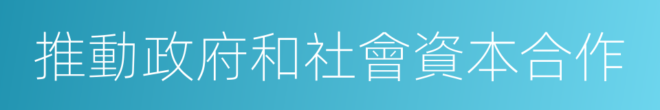 推動政府和社會資本合作的同義詞