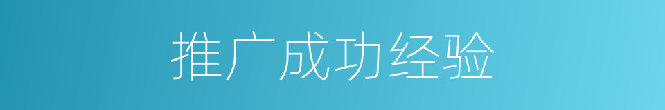 推广成功经验的同义词