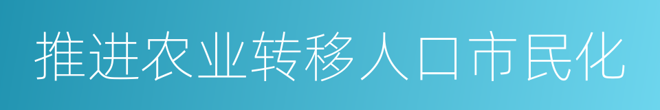 推进农业转移人口市民化的同义词