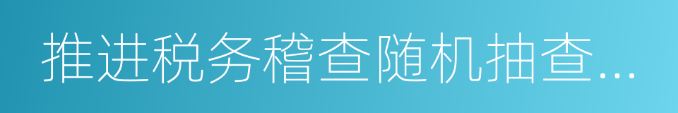 推进税务稽查随机抽查实施方案的同义词