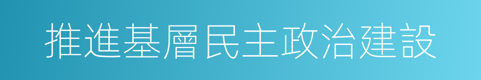 推進基層民主政治建設的同義詞