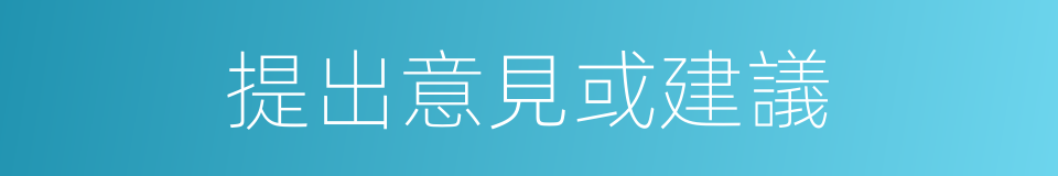 提出意見或建議的同義詞