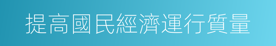 提高國民經濟運行質量的同義詞