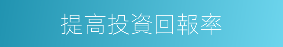提高投資回報率的同義詞