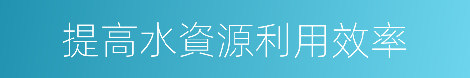 提高水資源利用效率的同義詞