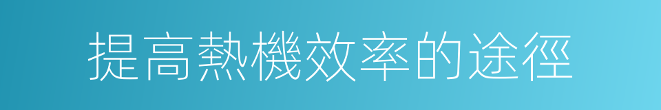 提高熱機效率的途徑的同義詞