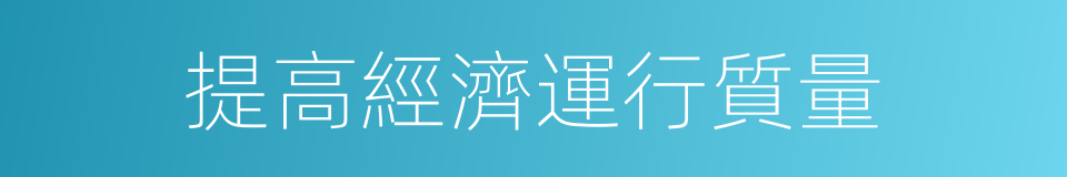 提高經濟運行質量的同義詞