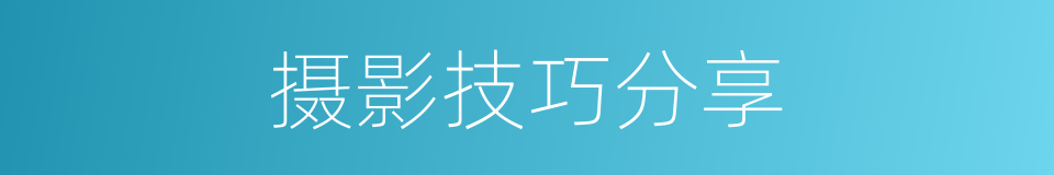 摄影技巧分享的同义词