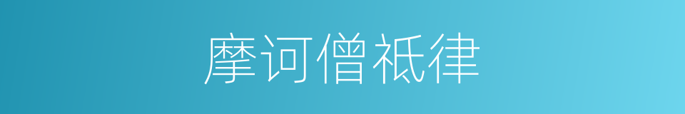 摩诃僧祗律的同义词