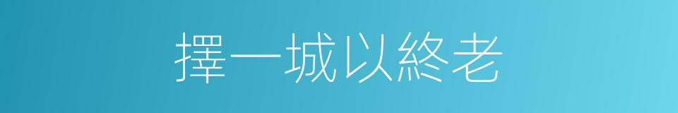 擇一城以終老的同義詞