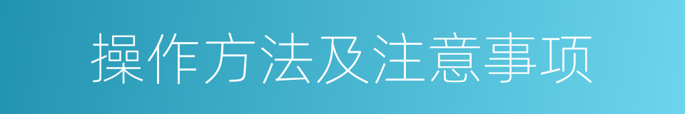 操作方法及注意事项的同义词