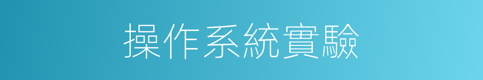 操作系統實驗的同義詞