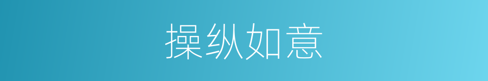 操纵如意的意思