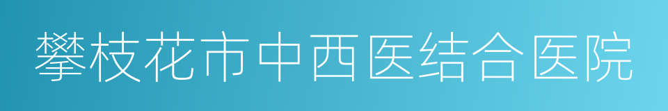 攀枝花市中西医结合医院的同义词