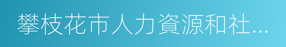 攀枝花市人力資源和社會保障局的同義詞