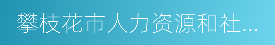 攀枝花市人力资源和社会保障局的同义词