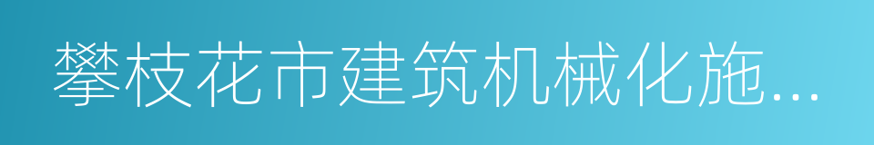 攀枝花市建筑机械化施工有限公司的同义词