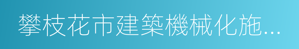 攀枝花市建築機械化施工有限公司的同義詞