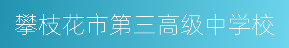 攀枝花市第三高级中学校的意思