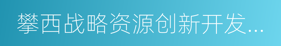 攀西战略资源创新开发试验区的同义词