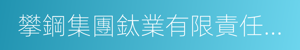 攀鋼集團鈦業有限責任公司的同義詞