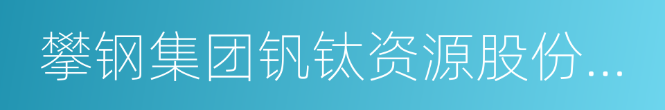 攀钢集团钒钛资源股份有限公司的同义词