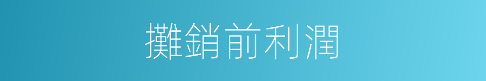 攤銷前利潤的同義詞