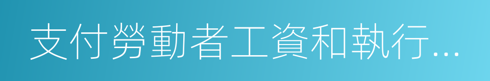 支付勞動者工資和執行最低工資標準的同義詞