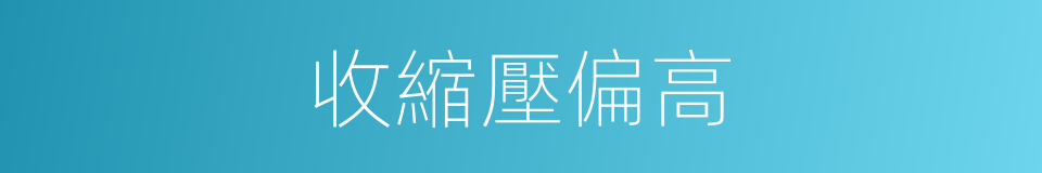 收縮壓偏高的同義詞
