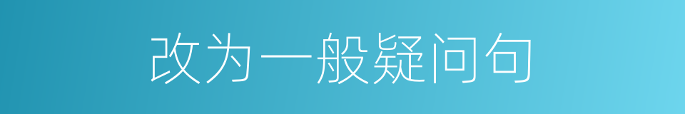 改为一般疑问句的同义词