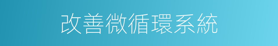 改善微循環系統的同義詞