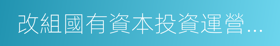 改組國有資本投資運營公司的同義詞