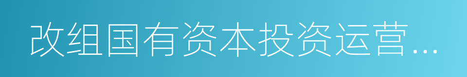 改组国有资本投资运营公司的同义词