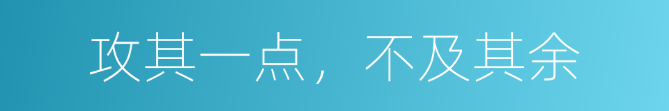 攻其一点，不及其余的意思