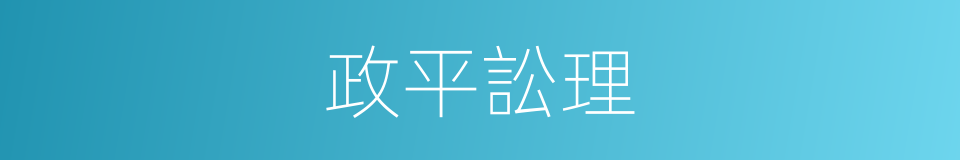 政平訟理的意思