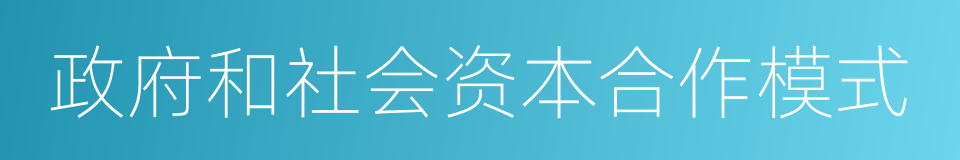 政府和社会资本合作模式的同义词