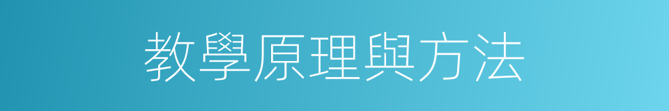 教學原理與方法的同義詞