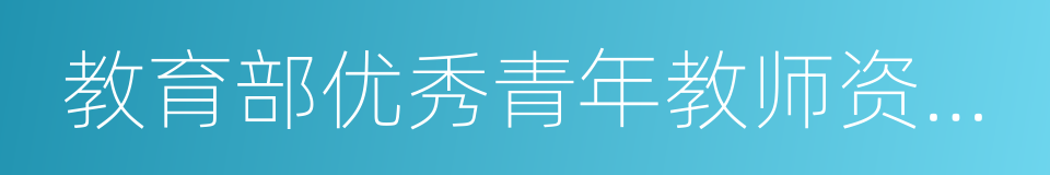 教育部优秀青年教师资助计划的同义词