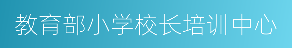 教育部小学校长培训中心的同义词