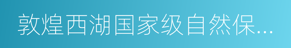 敦煌西湖国家级自然保护区的同义词