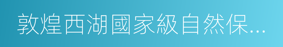 敦煌西湖國家級自然保護區的同義詞