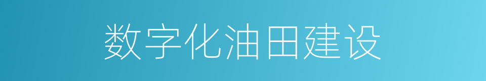 数字化油田建设的同义词