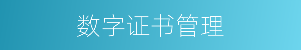 数字证书管理的同义词