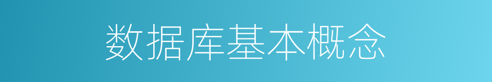 数据库基本概念的同义词