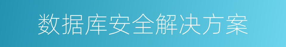 数据库安全解决方案的同义词