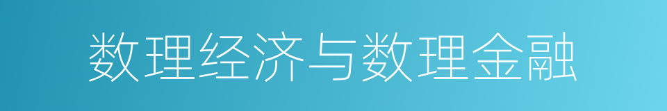 数理经济与数理金融的同义词