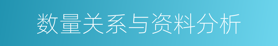 数量关系与资料分析的同义词