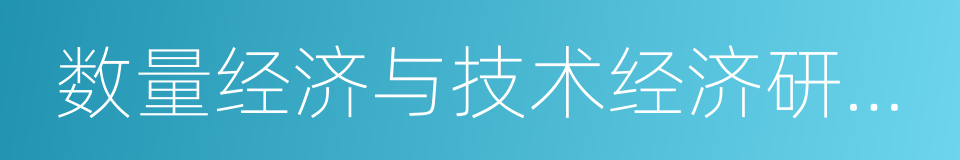 数量经济与技术经济研究所的同义词