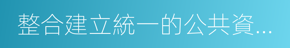 整合建立統一的公共資源交易平台工作方案的同義詞