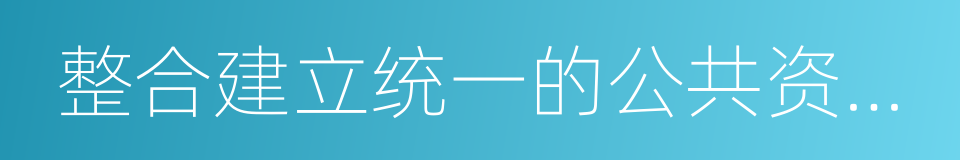 整合建立统一的公共资源交易平台工作方案的同义词